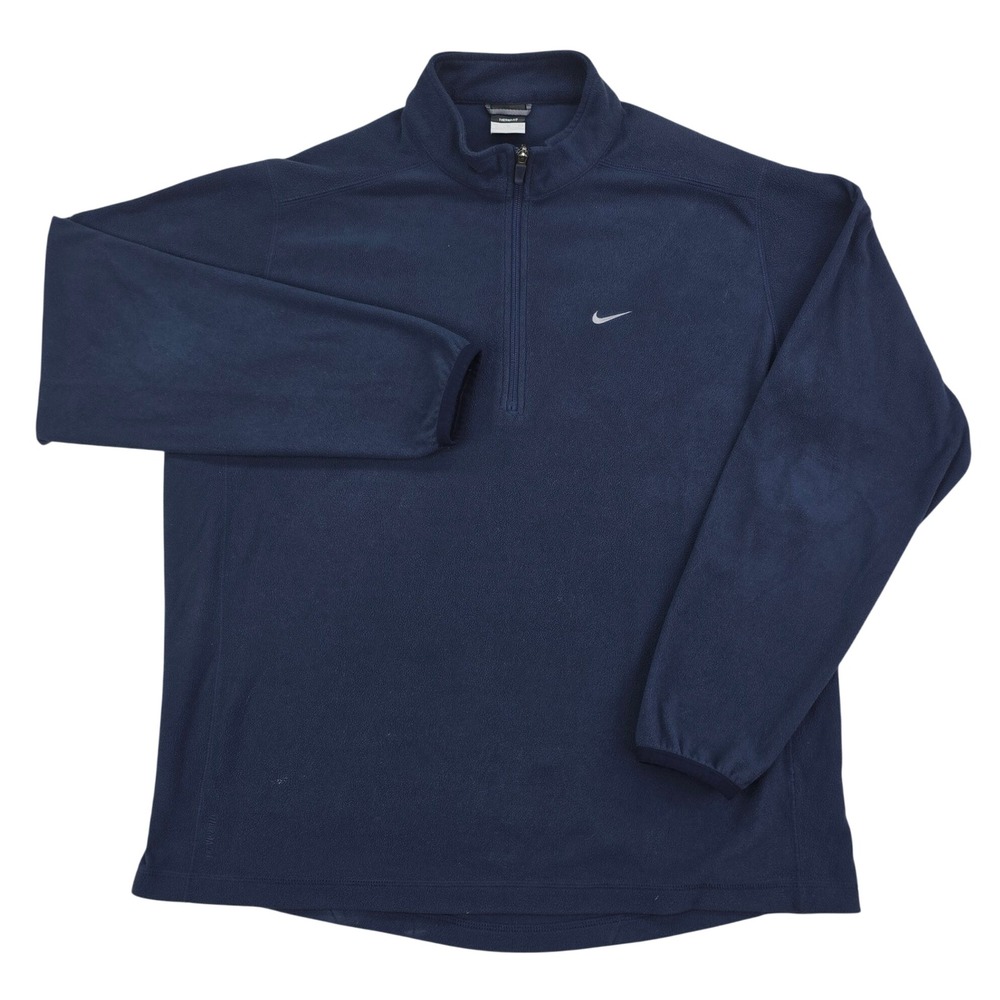 Nike Therma-FIT Quarter Zip Fleece Pullover Mens XL Navy Blue Athletic Warm Soft